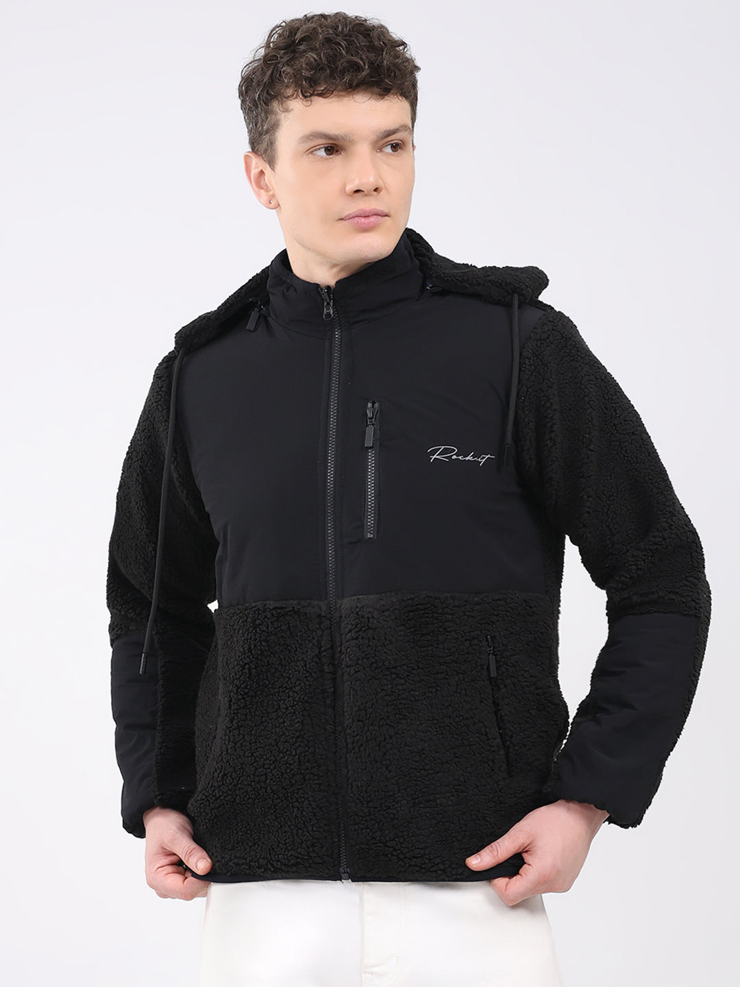 Rock.it Men Black Solid Hooded Full Sleeve Reversible Jacket