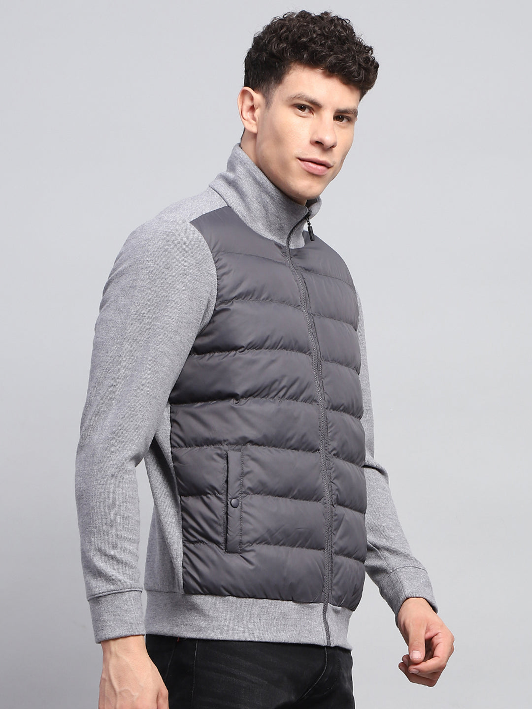 Rock.it Men Grey Solid Collar Full Sleeve Jacket
