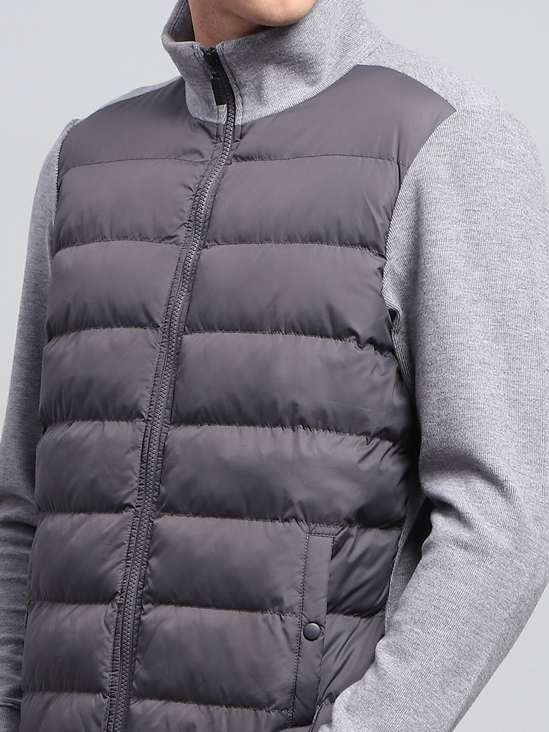 Rock.it Men Grey Solid Collar Full Sleeve Jacket