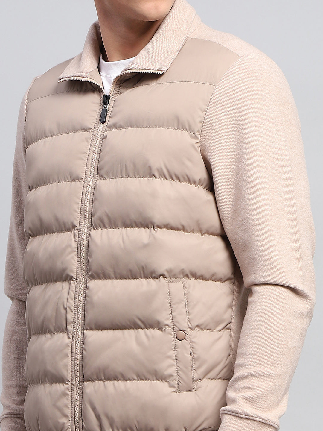 Rock.it Men Beige Solid Collar Full Sleeve Jacket