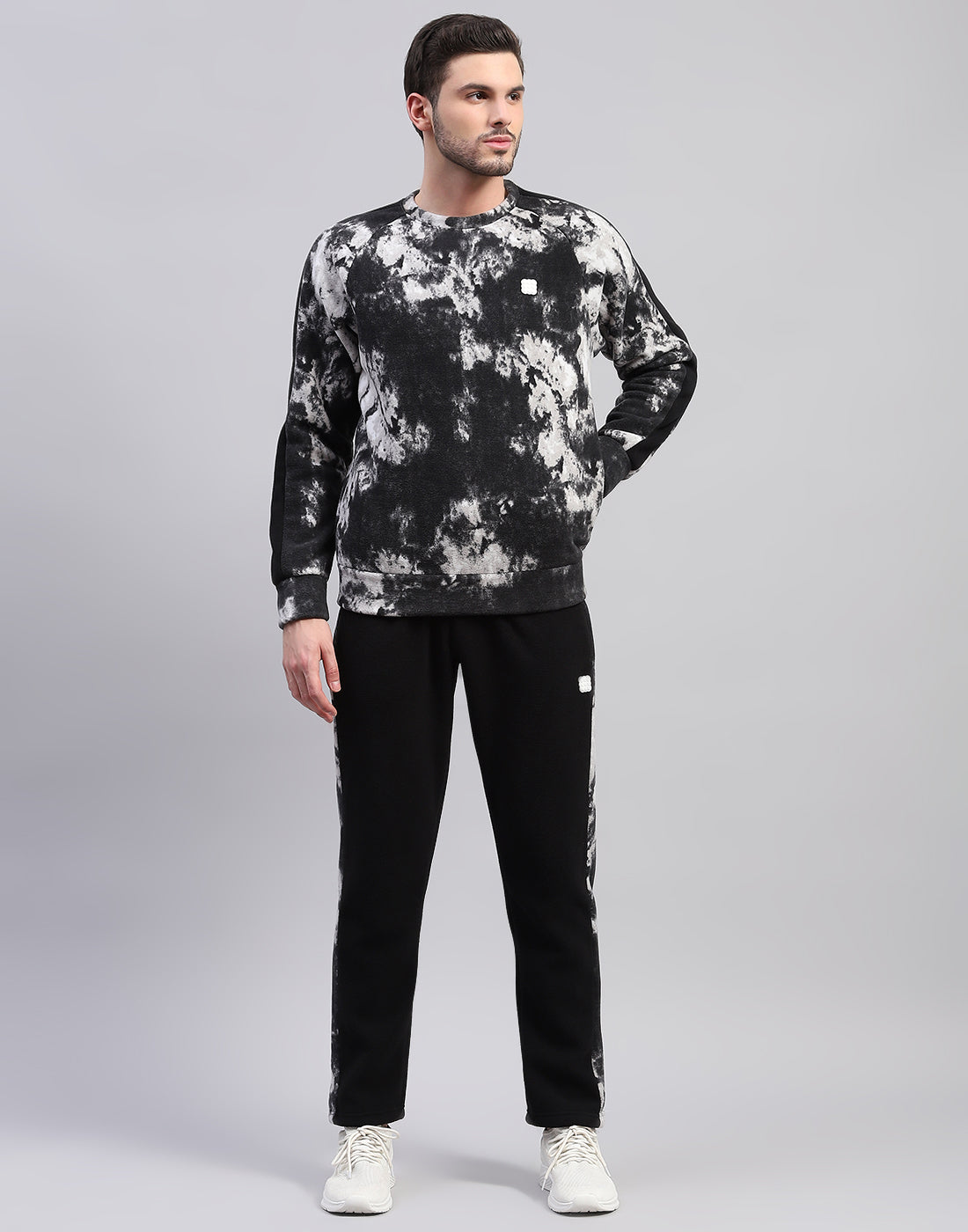 Rock.it Men Black Printed Round Neck Full Sleeve Tracksuit