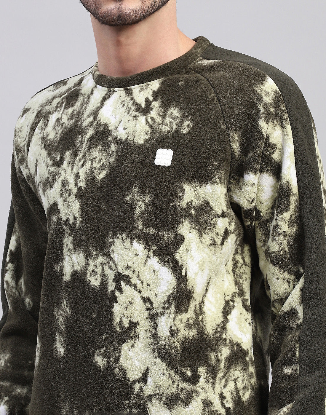 Rock.it Men Olive Printed Round Neck Full Sleeve Tracksuit