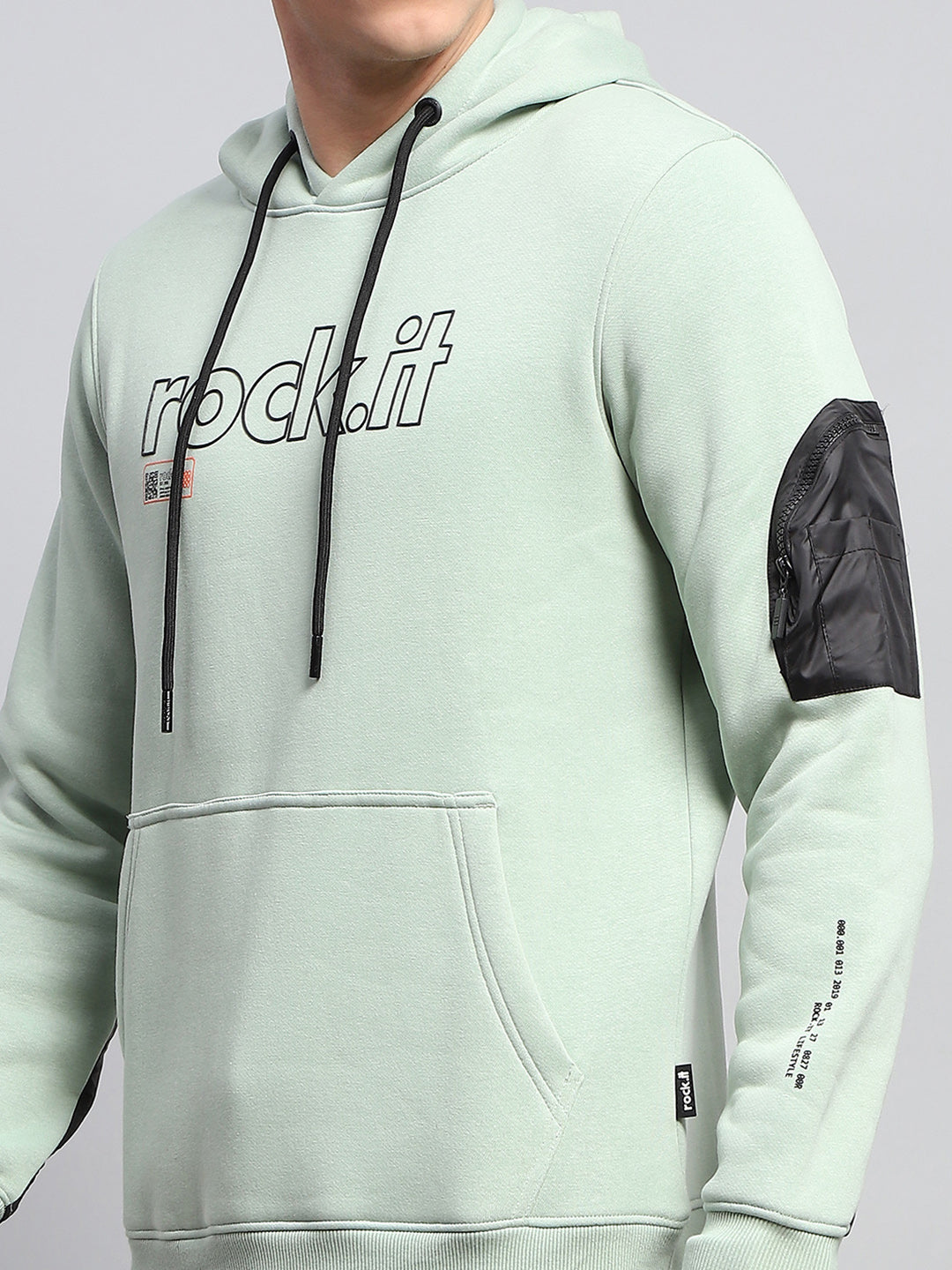 Rock.it Men Green Printed Hooded Full Sleeve Winter Tracksuit