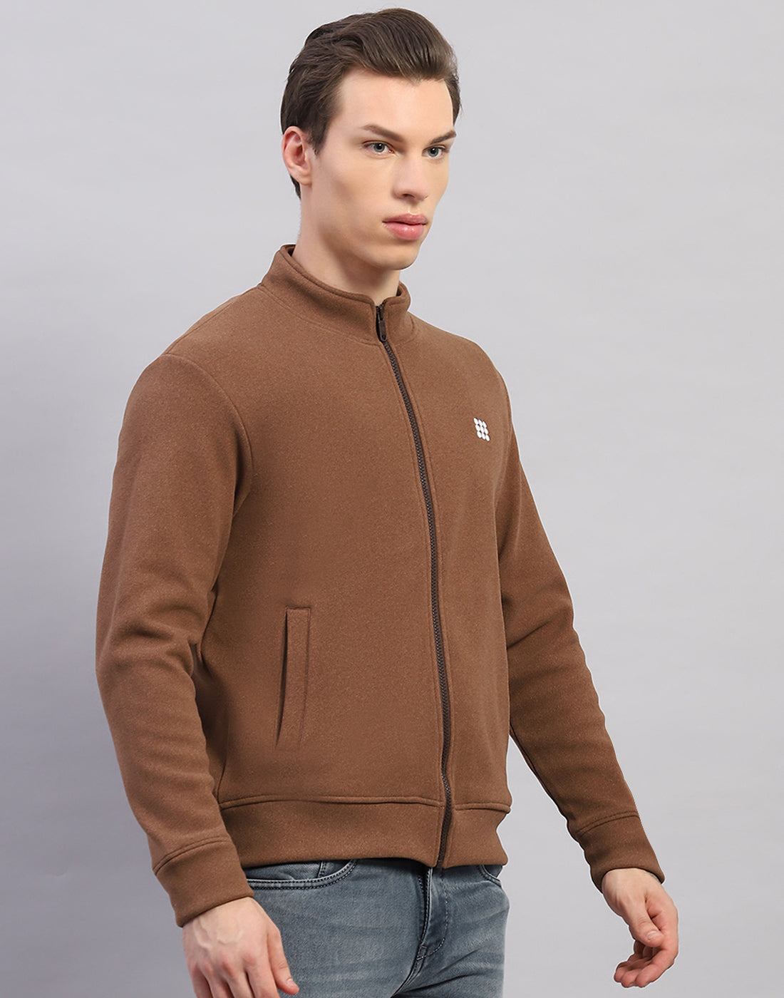 Rock.it Men Brown Solid Round Neck Full Sleeve Sweatshirt