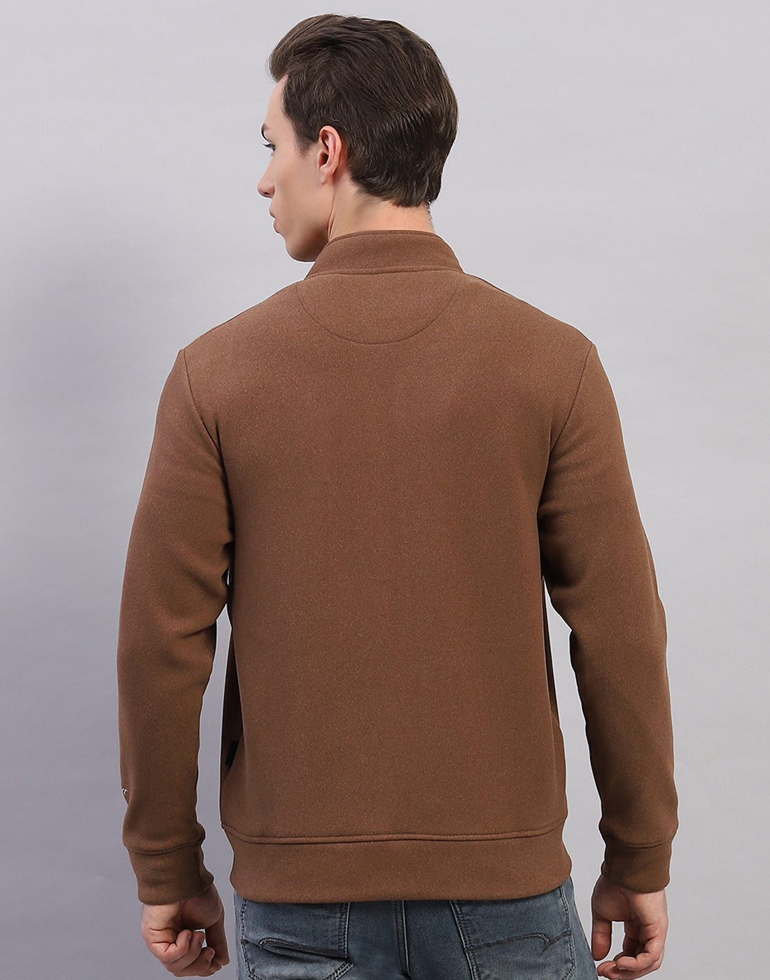 Rock.it Men Brown Solid Round Neck Full Sleeve Sweatshirt
