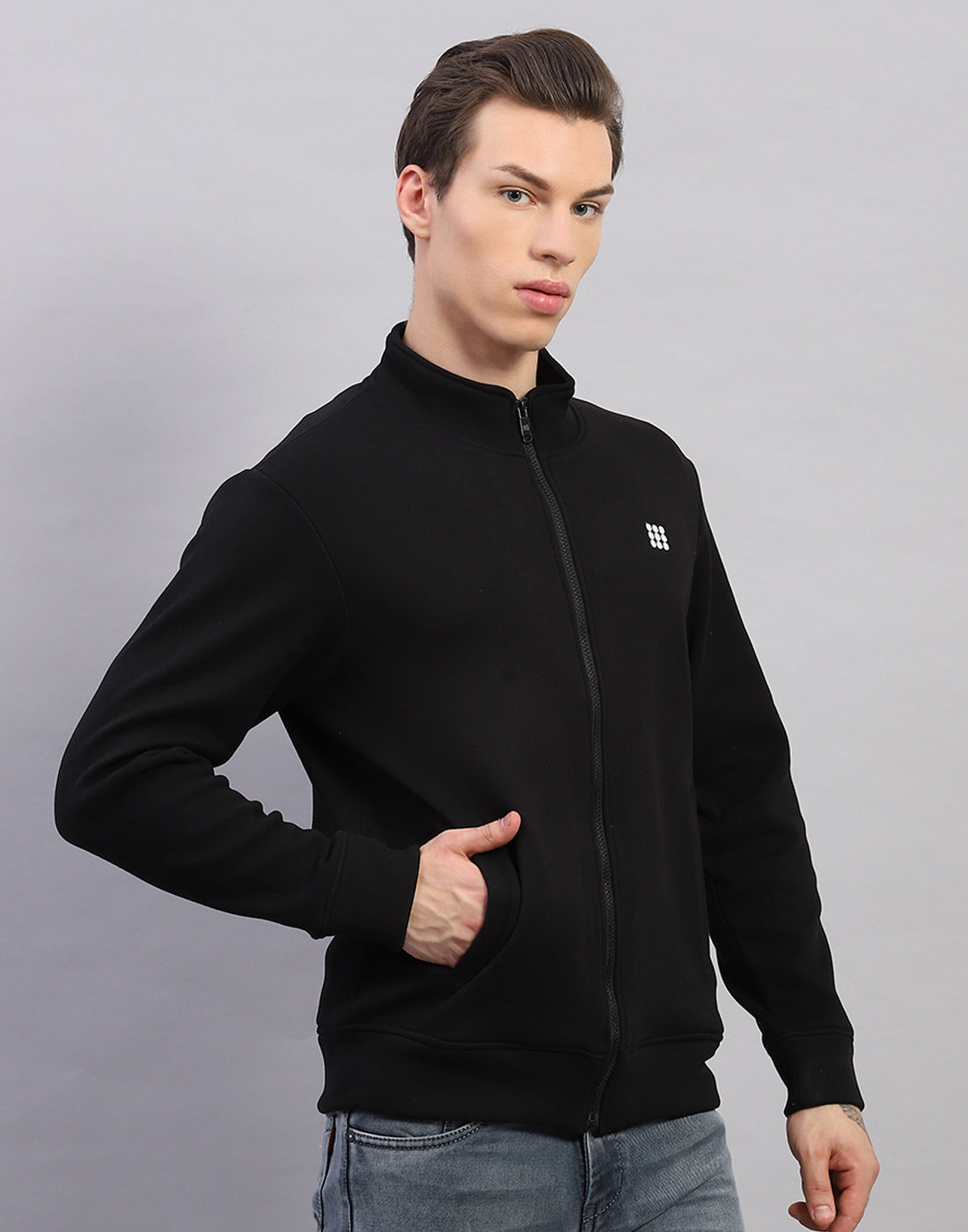 Rock.it Men Black Solid Round Neck Full Sleeve Sweatshirt