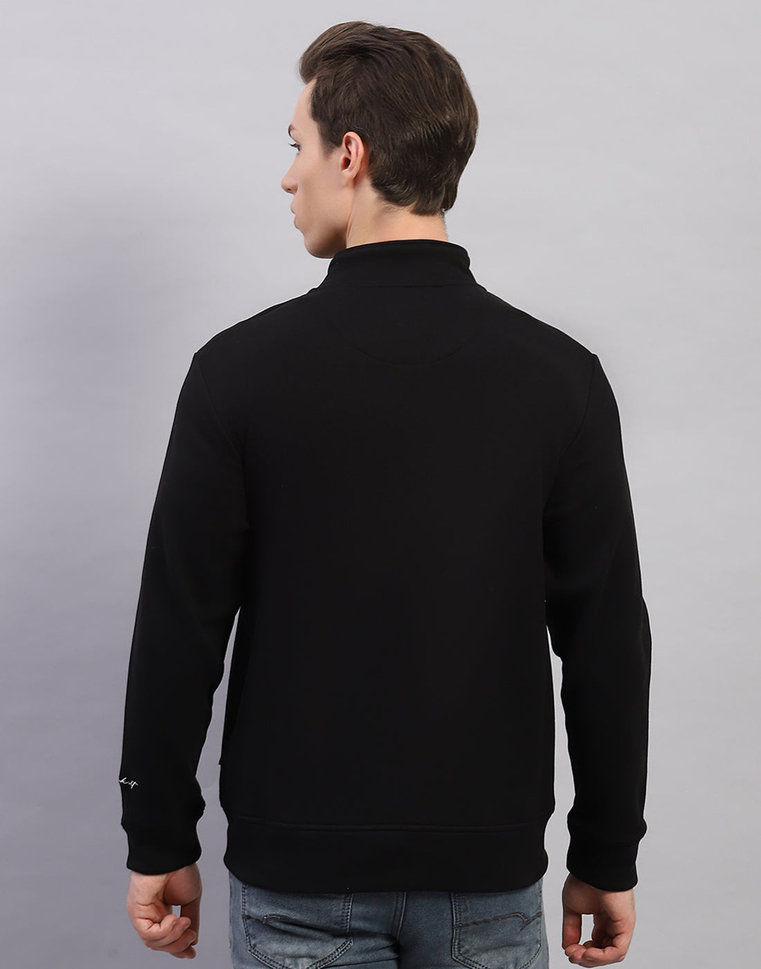 Rock.it Men Black Solid Round Neck Full Sleeve Sweatshirt
