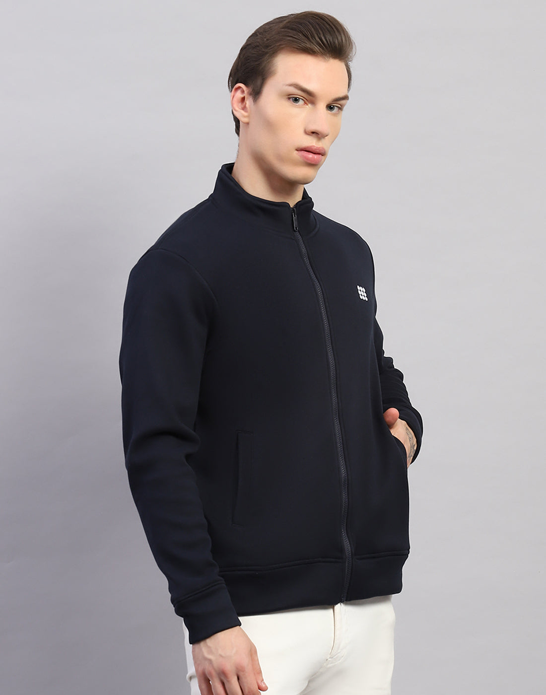 Rock.it Men Navy Blue Solid Round Neck Full Sleeve Sweatshirt
