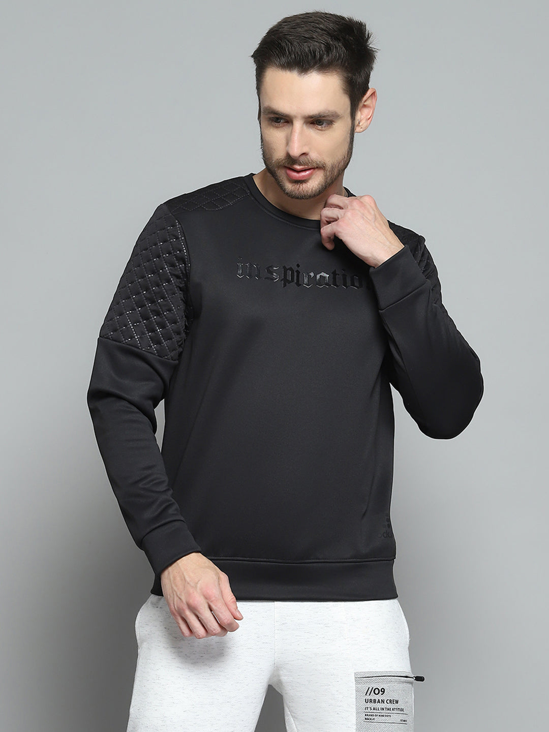 Rock.it Men Black Printed Round Neck Full Sleeve Sweatshirt