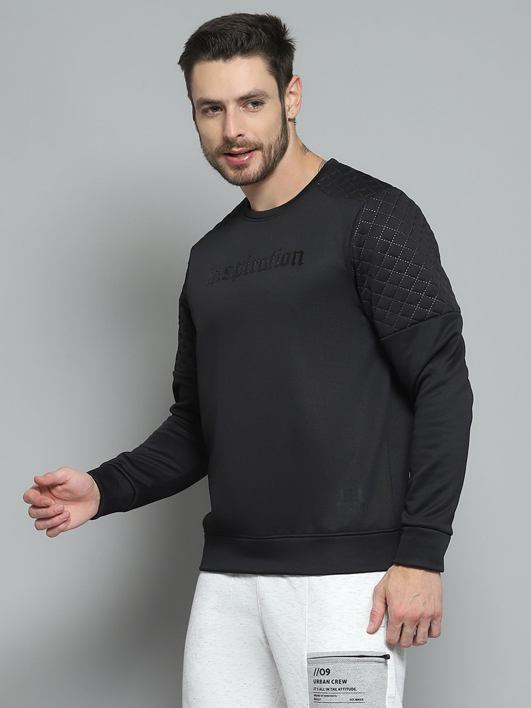 Rock.it Men Black Printed Round Neck Full Sleeve Sweatshirt