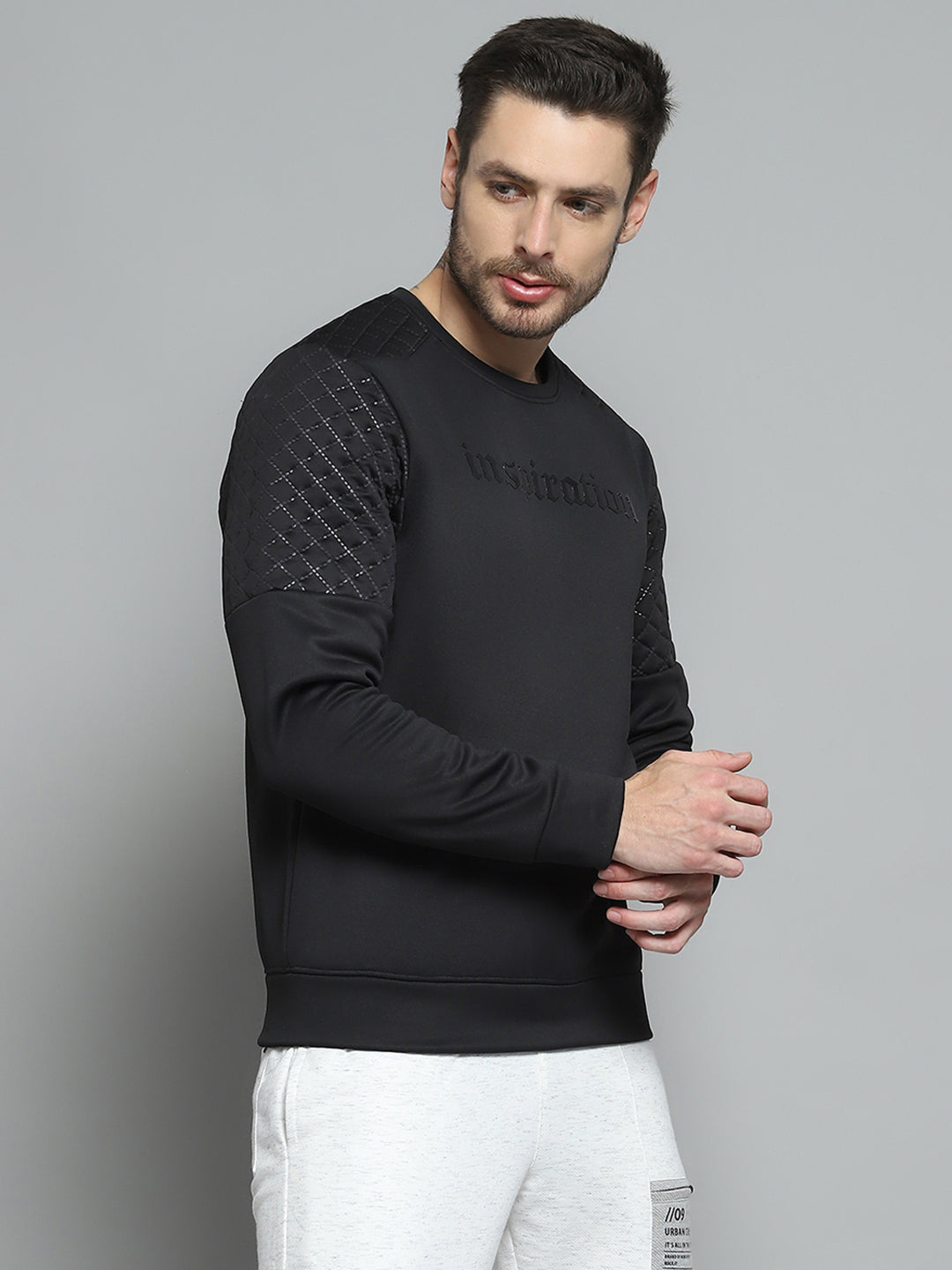 Rock.it Men Black Printed Round Neck Full Sleeve Sweatshirt