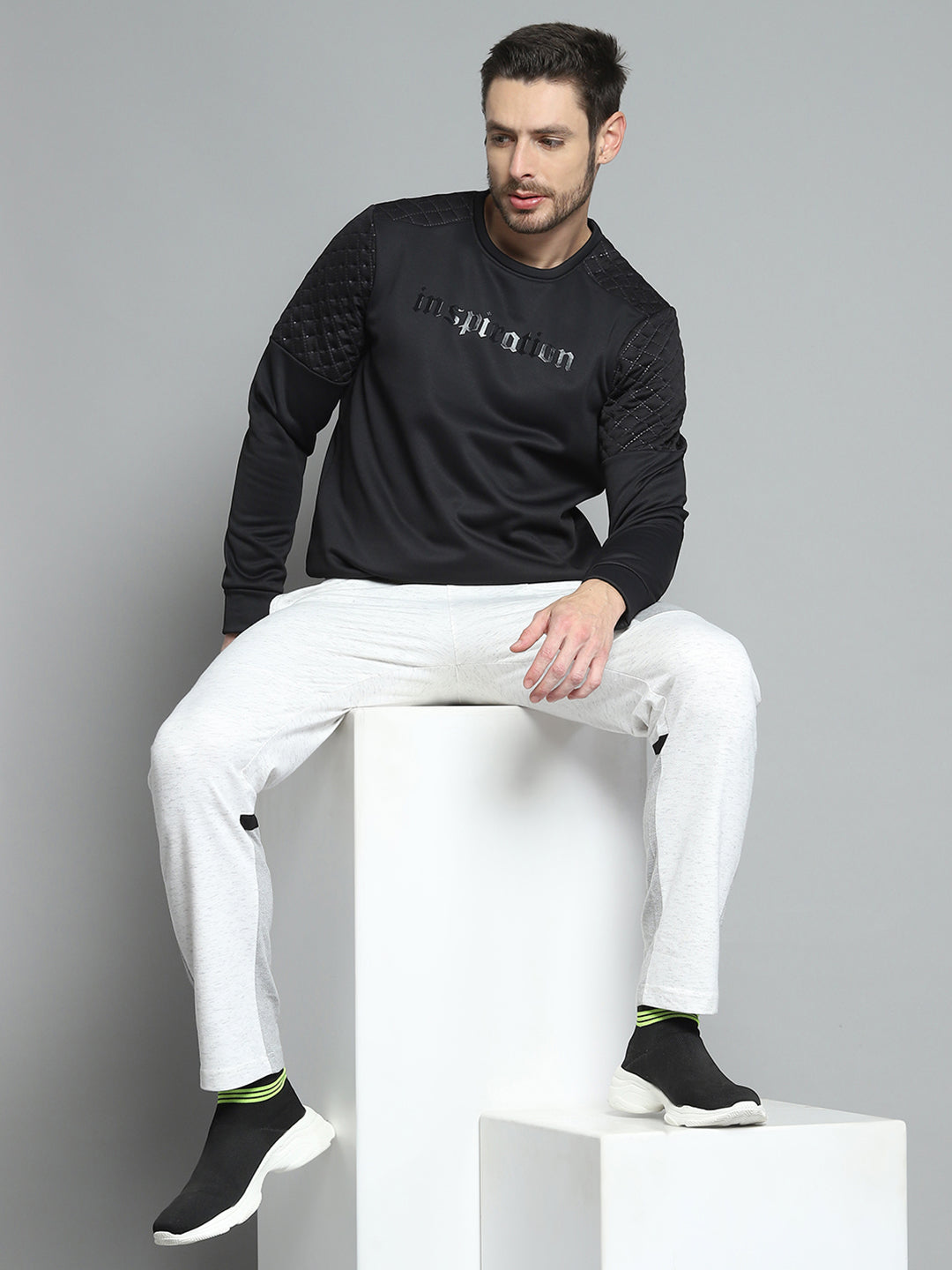 Rock.it Men Black Printed Round Neck Full Sleeve Sweatshirt