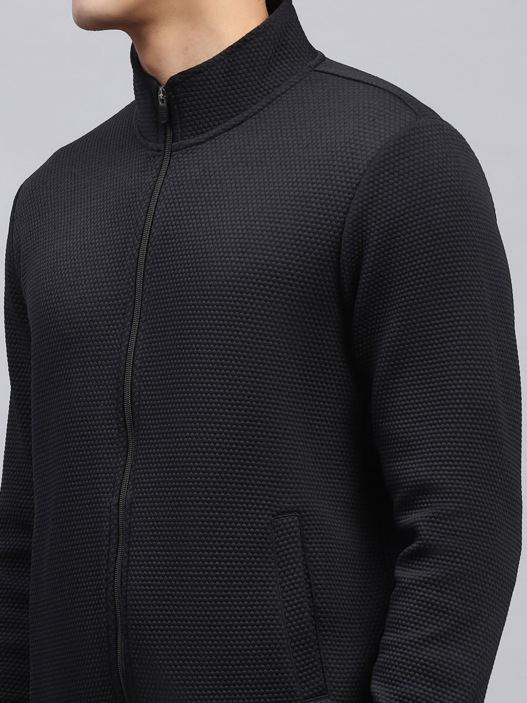Rock.it Men Black Self Design Turtle Neck Full Sleeve Sweatshirt