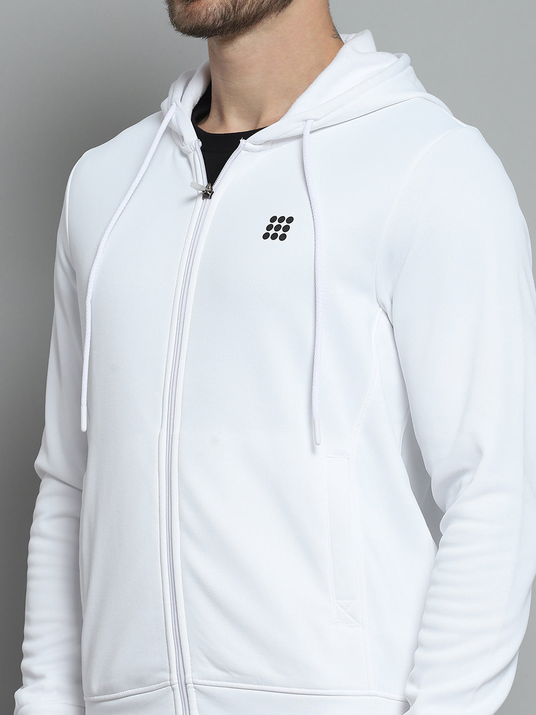 Rock.it Men White Printed Hooded Full Sleeve Sweatshirt