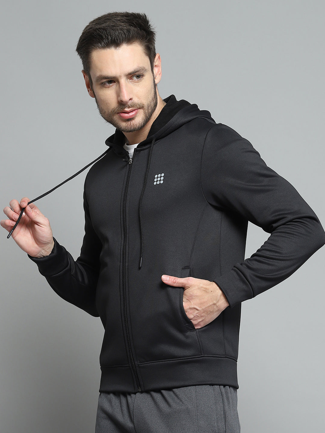 Rock.it Men Black Printed Hooded Full Sleeve Sweatshirt