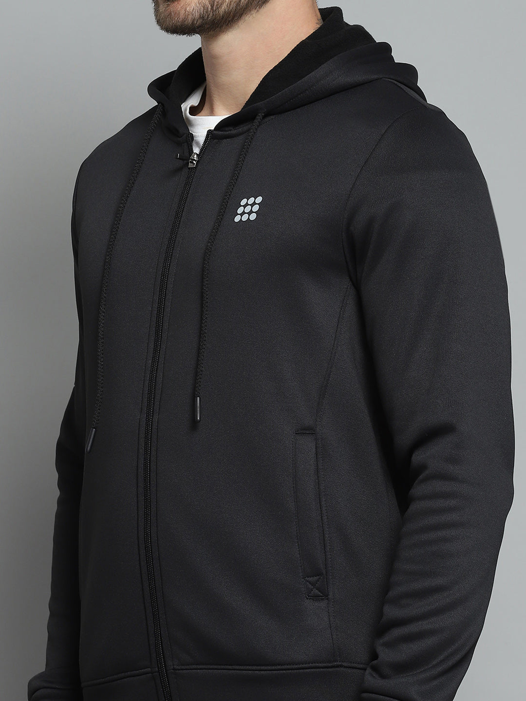 Rock.it Men Black Printed Hooded Full Sleeve Sweatshirt