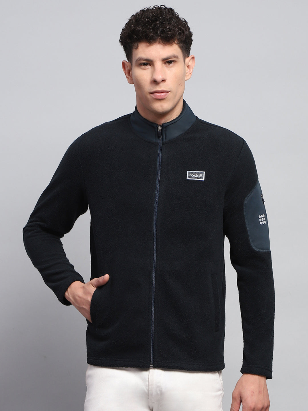 Rock.it Men Teal Blue Solid Round Neck Full Sleeve Sweatshirt