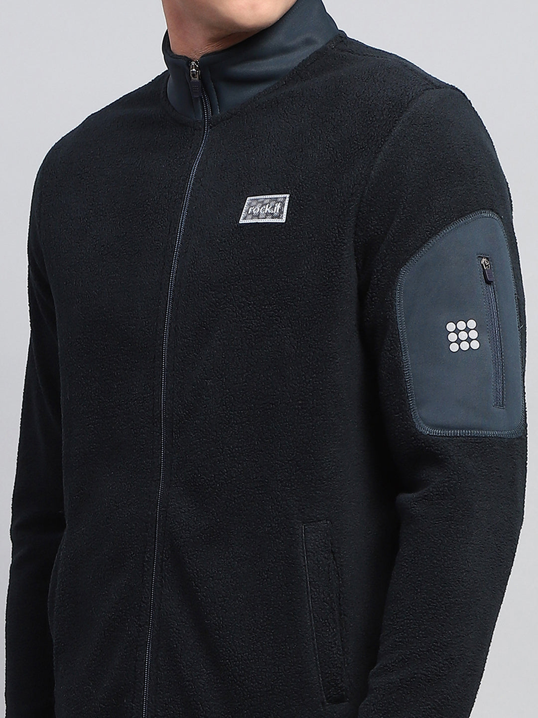 Rock.it Men Teal Blue Solid Round Neck Full Sleeve Sweatshirt