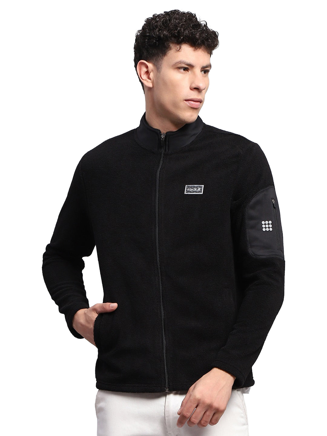 Rock.it Men Black Solid Round Neck Full Sleeve Sweatshirt