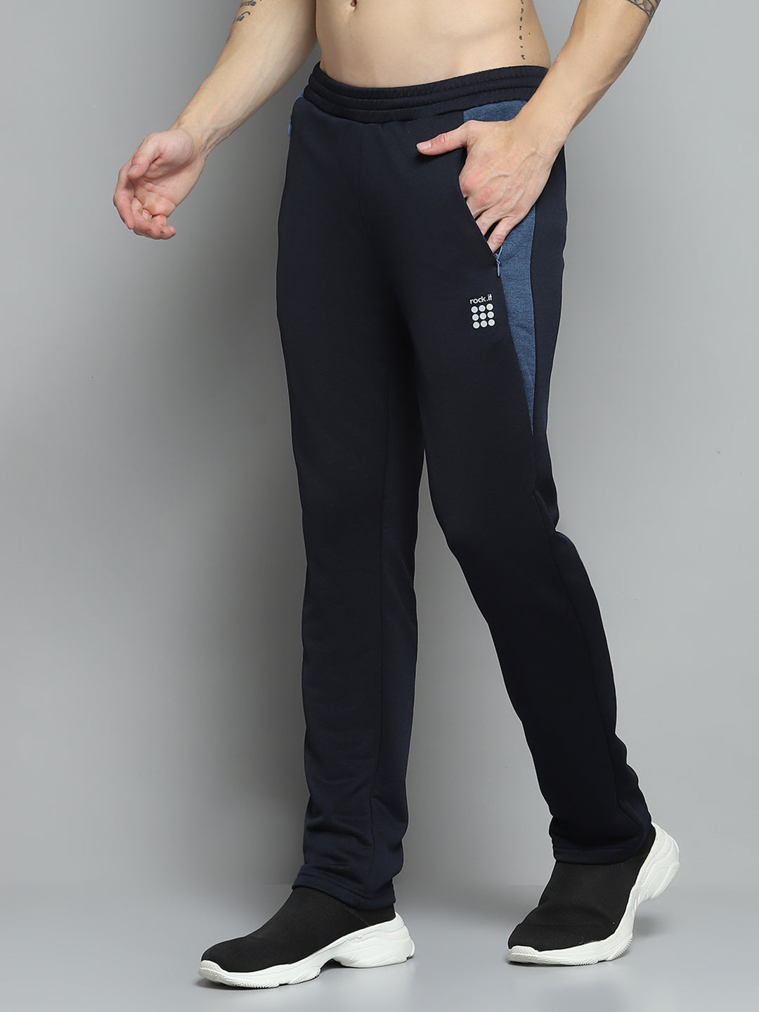 Rock.it Men Navy Blue Solid Lower