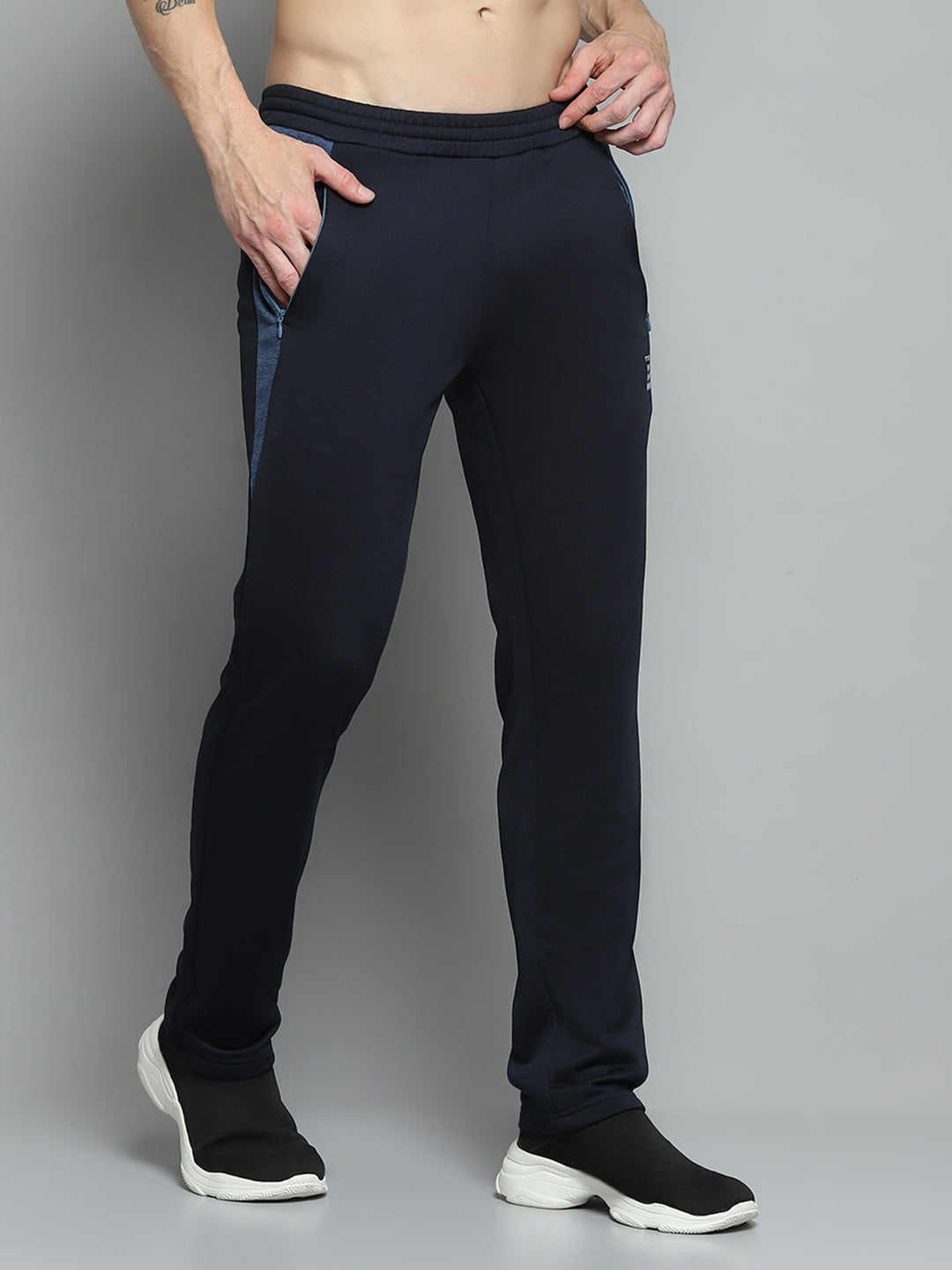 Rock.it Men Navy Blue Solid Lower