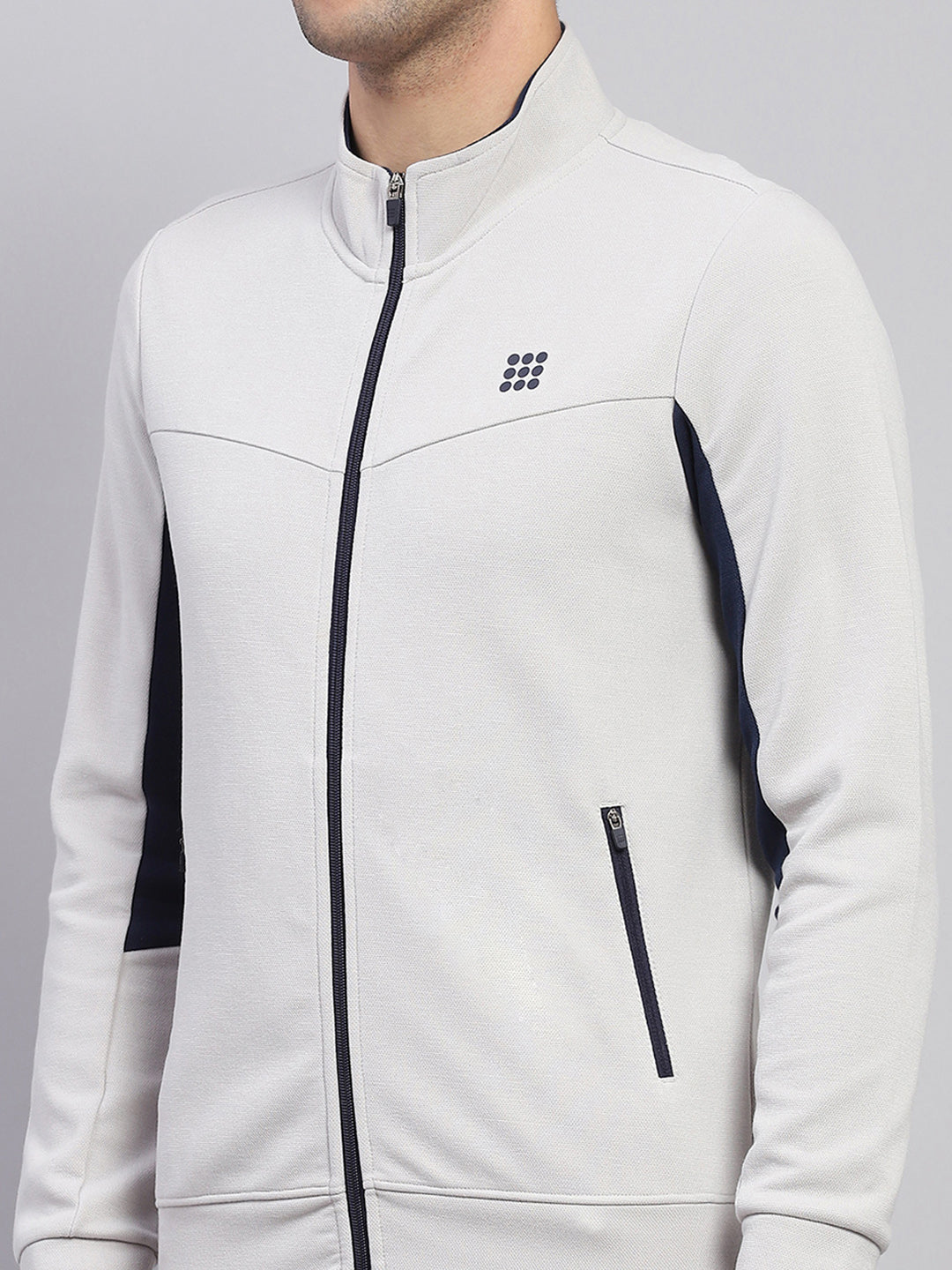 Rock.it Men Grey Solid Mock Neck Full Sleeve Winter Tracksuit