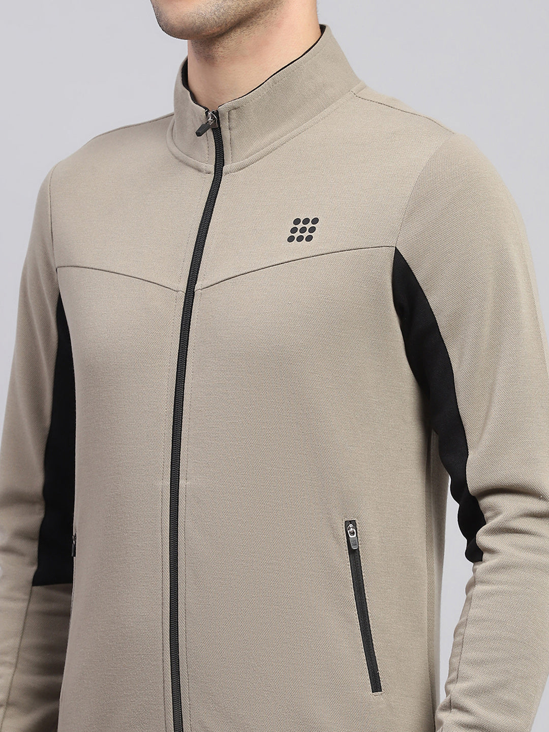 Rock.it Men Beige Printed Round Neck Full Sleeve Winter Tracksuit