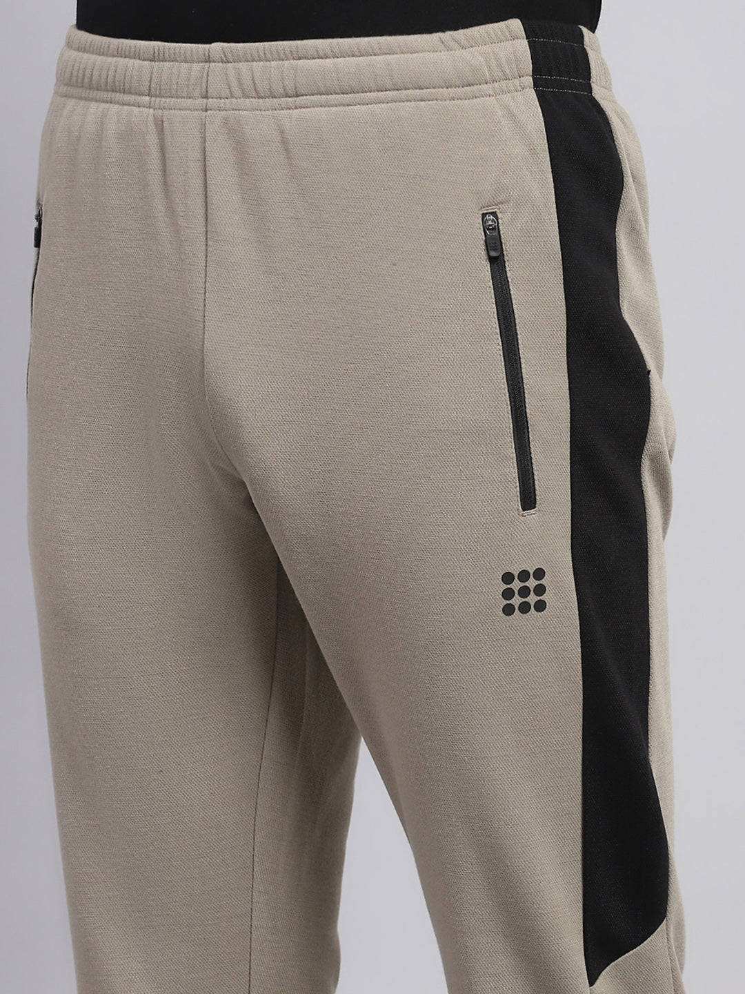 Rock.it Men Beige Printed Round Neck Full Sleeve Winter Tracksuit