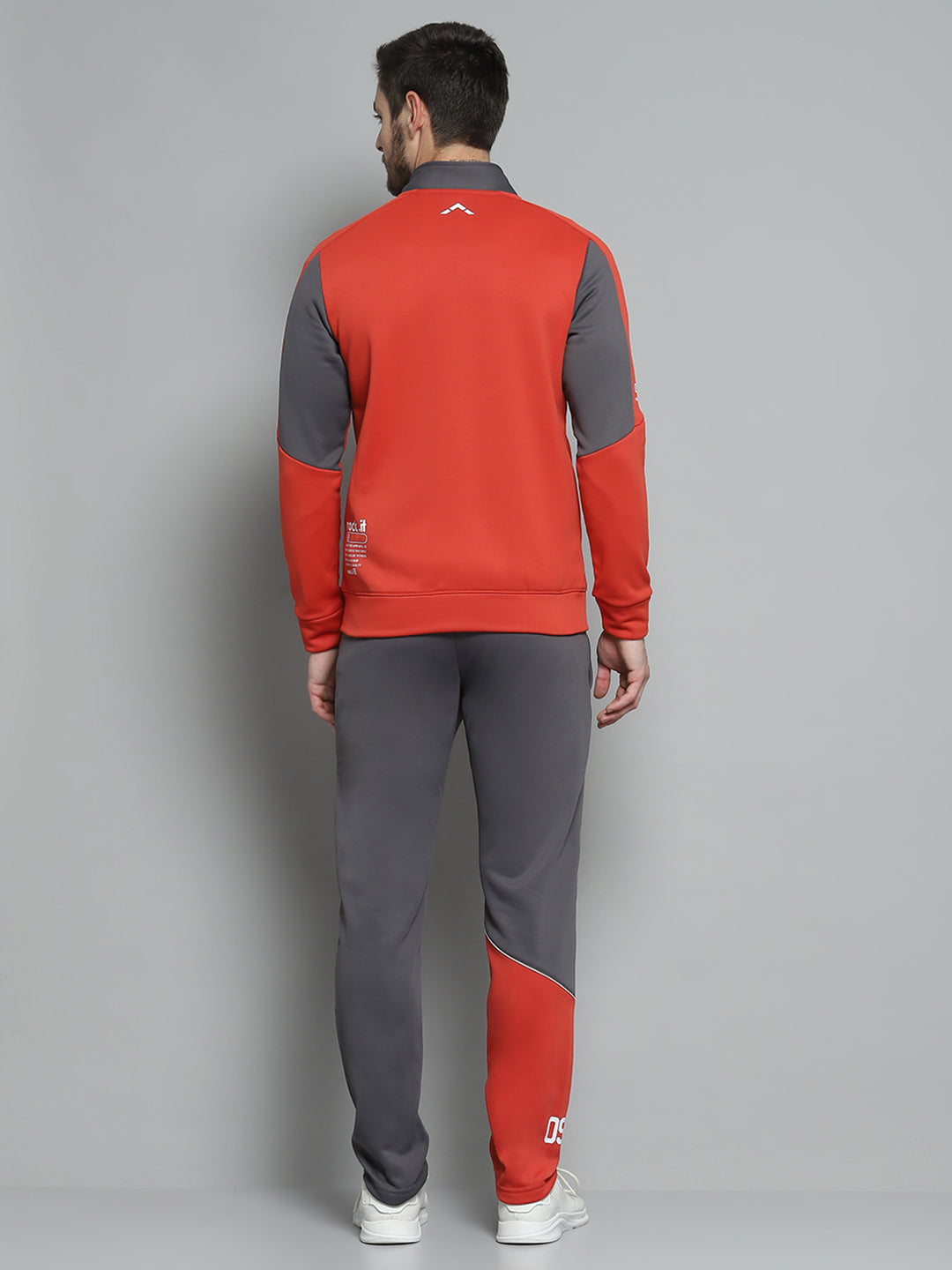 Rock.it Men Red Printed Mock Neck Full Sleeve Winter Tracksuit