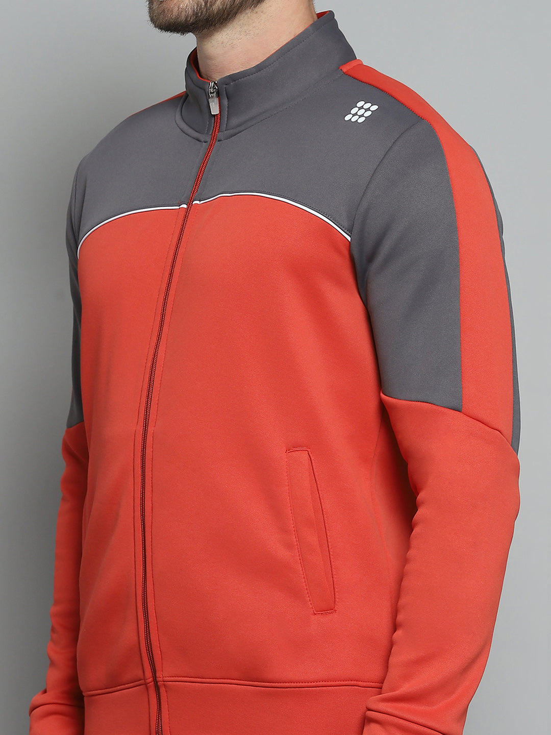 Rock.it Men Red Printed Mock Neck Full Sleeve Winter Tracksuit