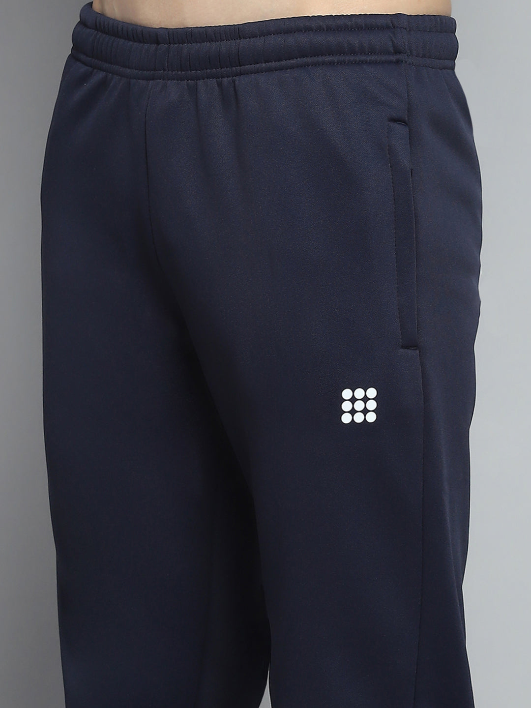 Rock.it Men Navy Blue Printed Mock Neck Full Sleeve Winter Tracksuit