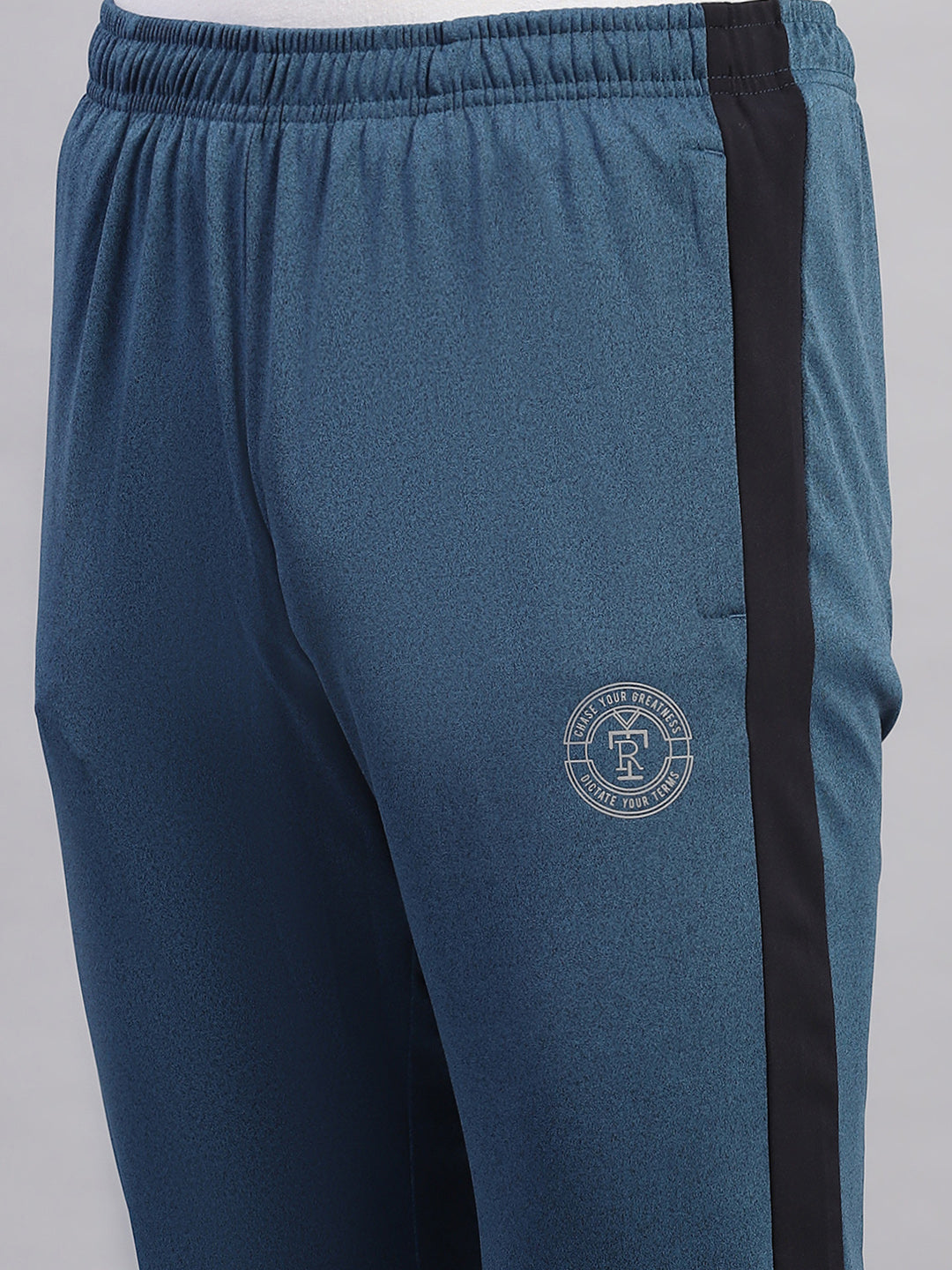 Rock.it Men Teal Blue Printed Round Neck Full Sleeve Winter Tracksuit