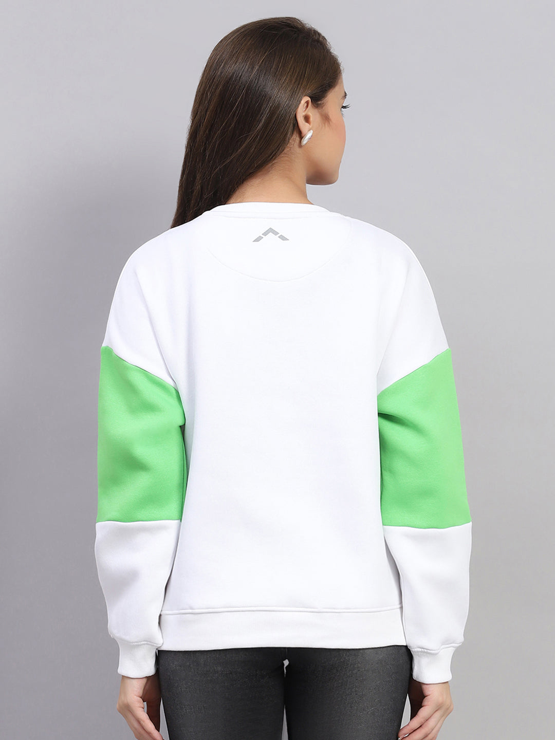Rock.it Women White Printed Round Neck Full Sleeve Sweatshirt
