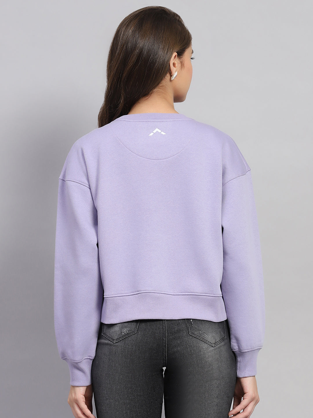 Rock.it Women Purple Printed Round Neck Full Sleeve Sweatshirt