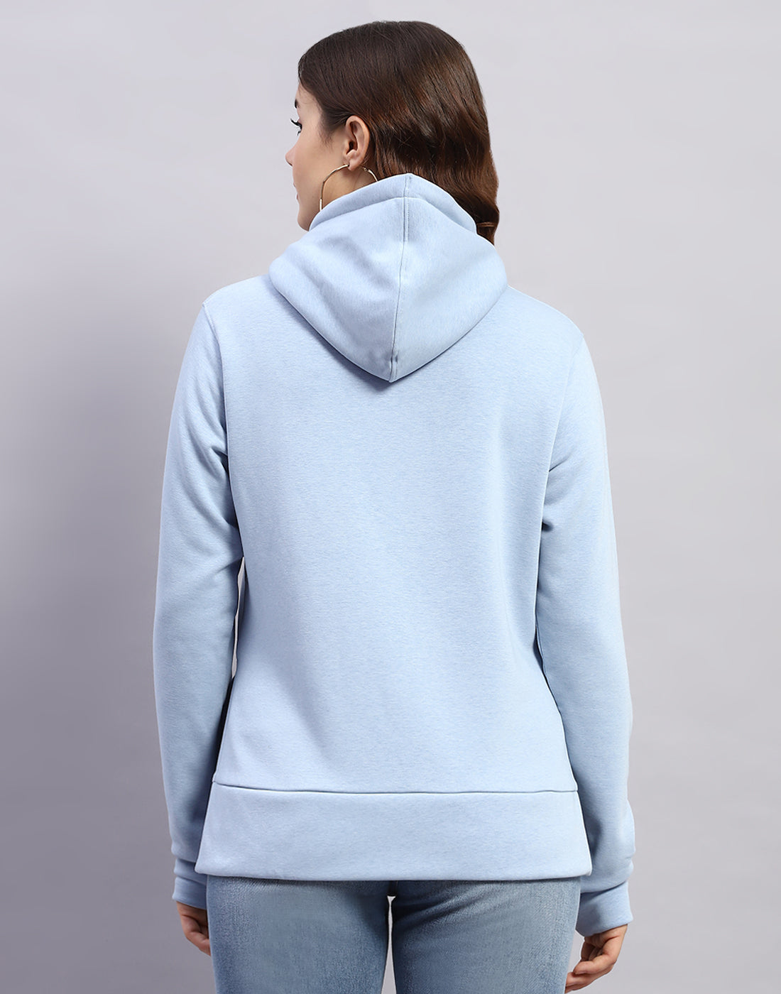 Rock.it Women Blue Solid Hooded Full Sleeve Sweatshirt