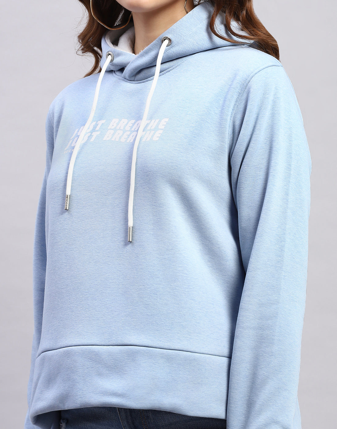 Rock.it Women Blue Solid Hooded Full Sleeve Sweatshirt