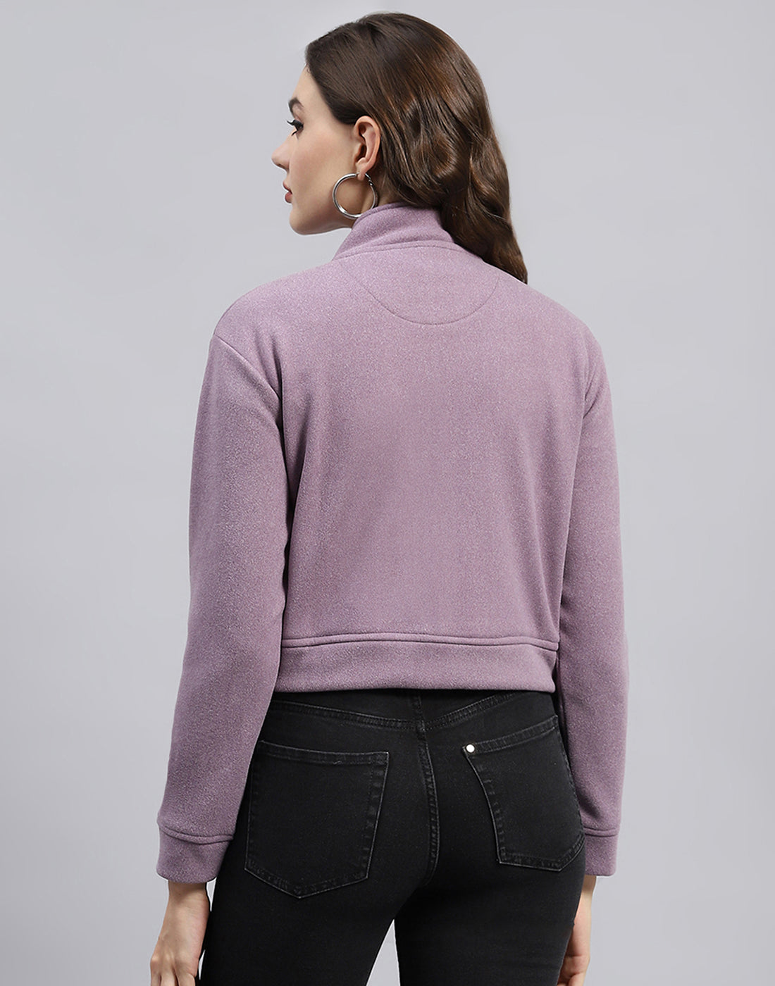 Rock.it Women Purple Solid Turtle Neck Full Sleeve Sweatshirt