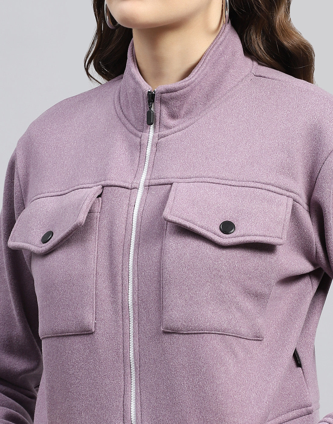 Rock.it Women Purple Solid Turtle Neck Full Sleeve Sweatshirt