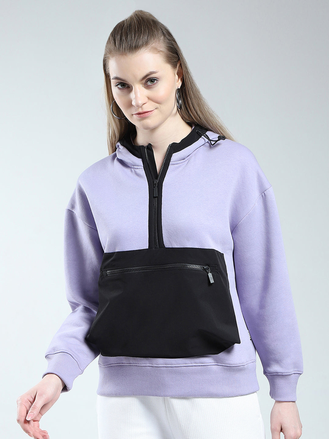 Rock.it Women Purple Solid Hooded Full Sleeve Sweatshirt