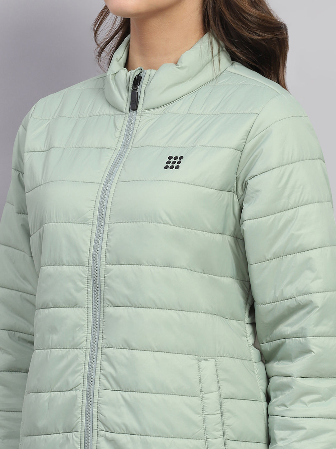 Rock.it Women Green Solid Mock Neck Full Sleeve Jacket