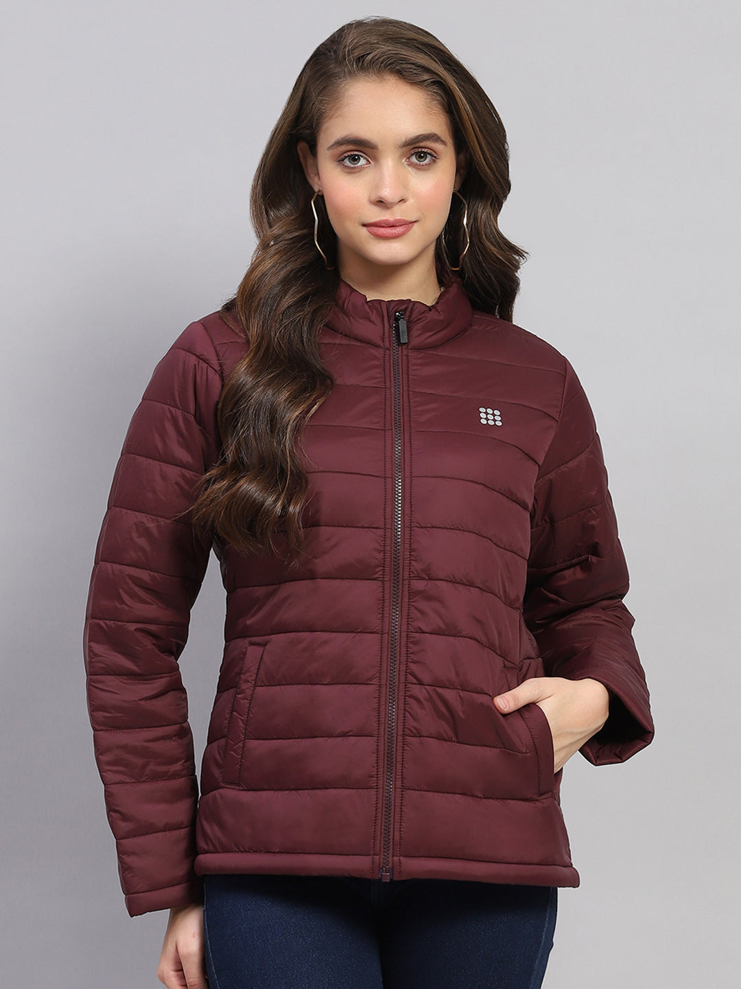 Rock.it Women Rust Solid Mock Neck Full Sleeve Jacket