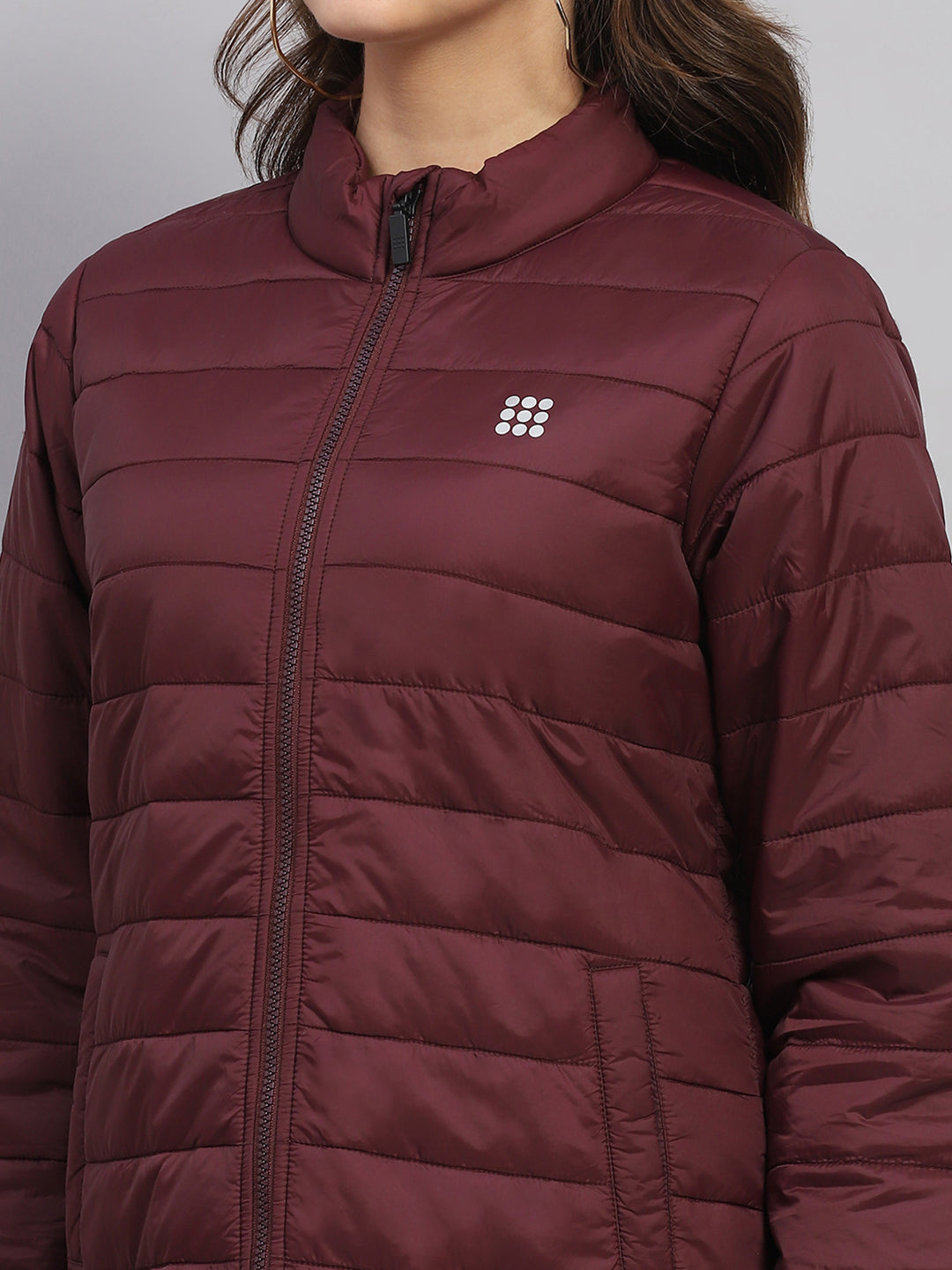 Rock.it Women Rust Solid Mock Neck Full Sleeve Jacket