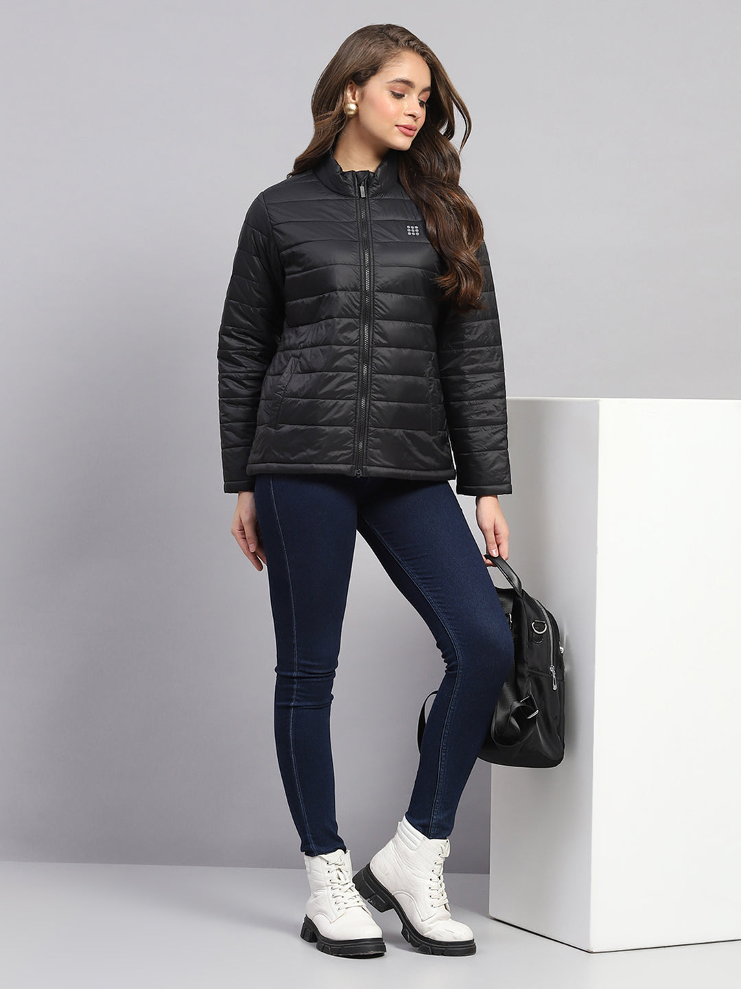 Rock.it Women Black Solid Mock Neck Full Sleeve Jacket