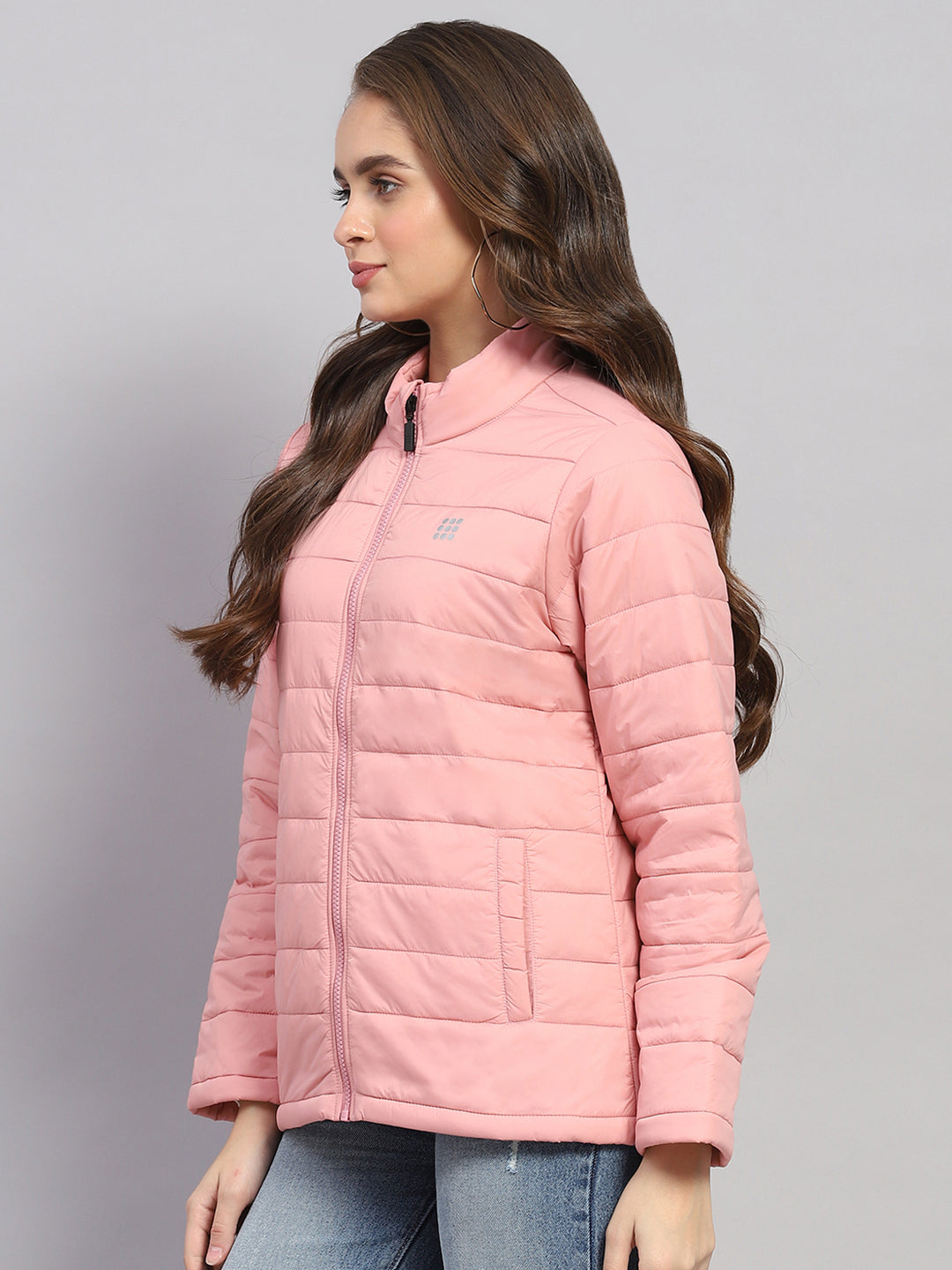 Rock.it Women Pink Solid Mock Neck Full Sleeve Jacket