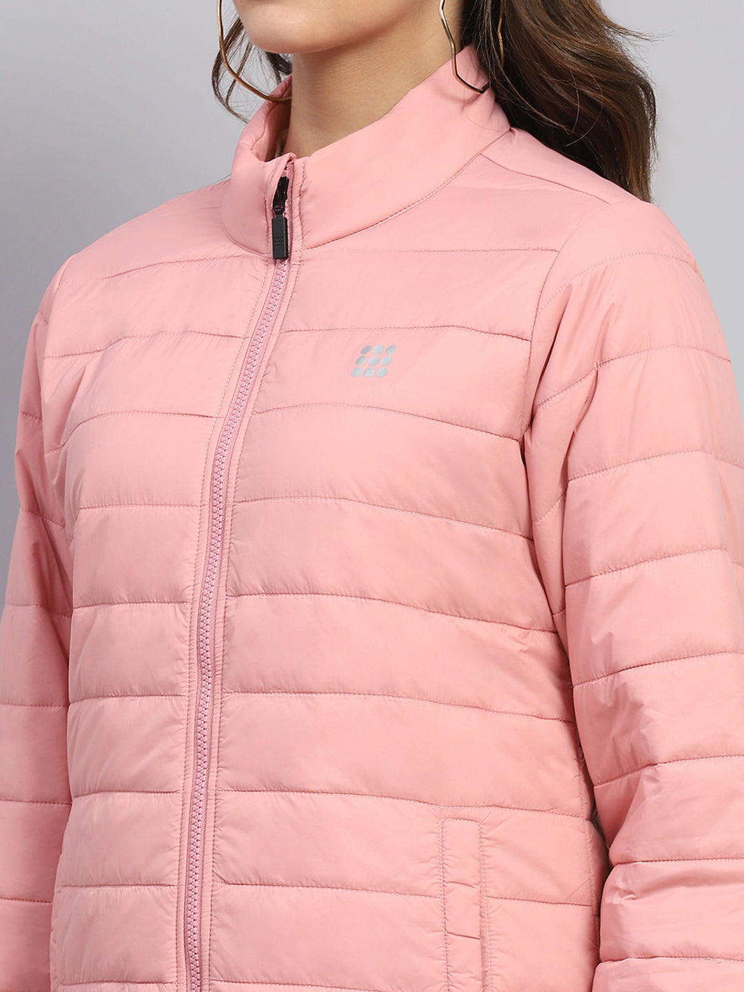 Rock.it Women Pink Solid Mock Neck Full Sleeve Jacket