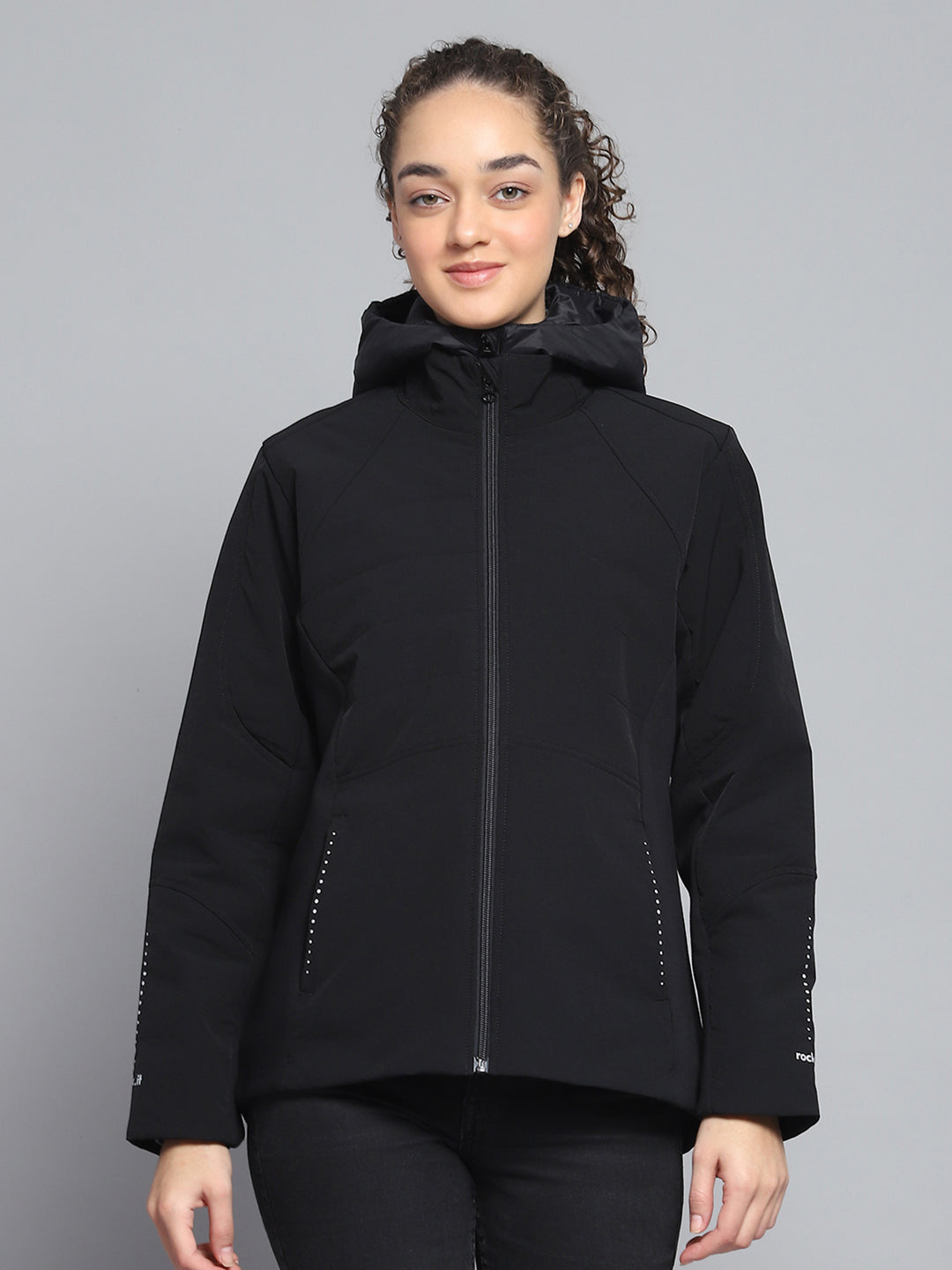 Rock.it Women Black Solid Detachable Hood Full Sleeve Jacket