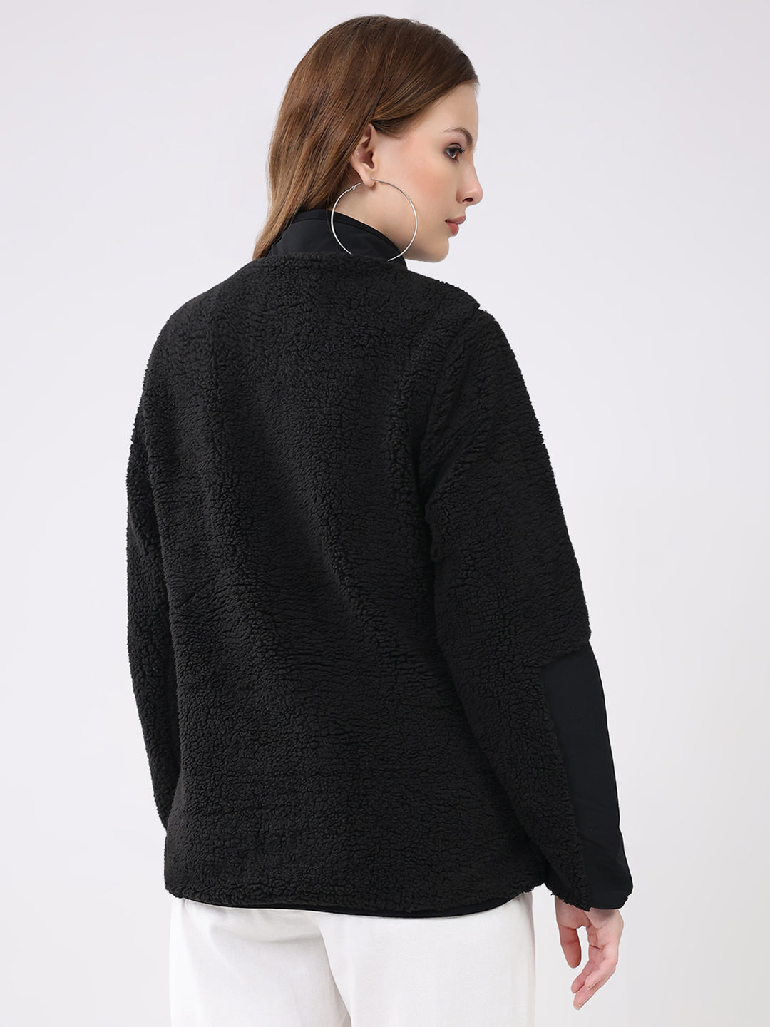 Rock.it Women Black Solid Mock Neck Full Sleeve Reversible Jacket