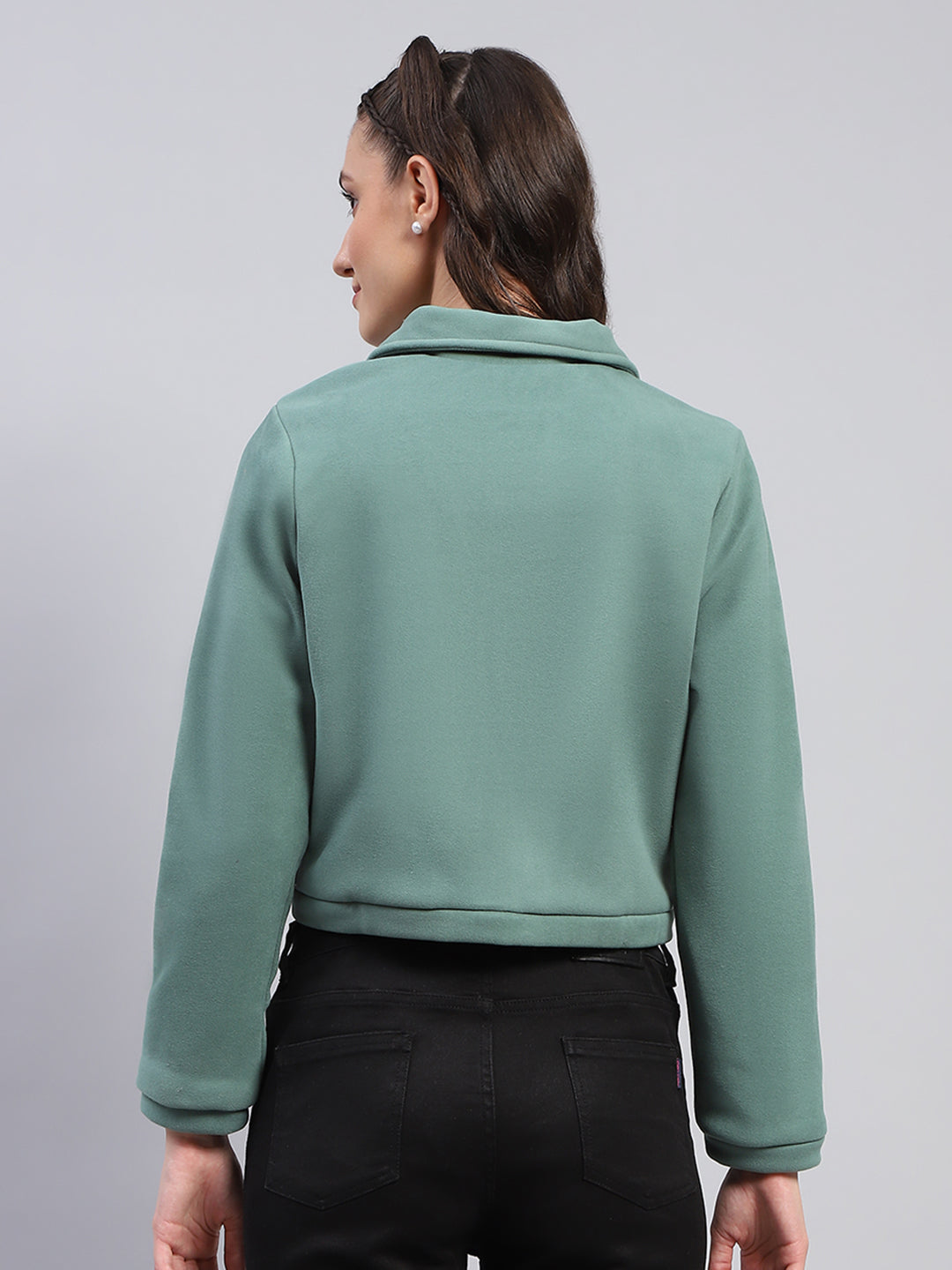 Rock.it Women Green Solid Collar Full Sleeve Jacket