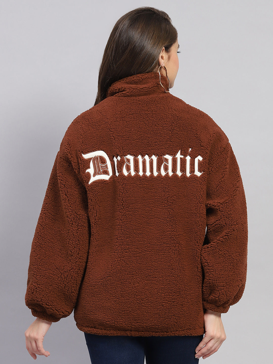 Rock.it Women Rust Solid Mock Neck Full Sleeve Jacket