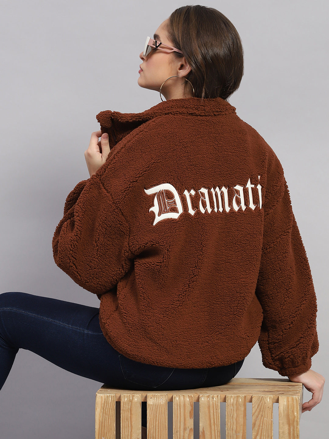 Rock.it Women Rust Solid Mock Neck Full Sleeve Jacket